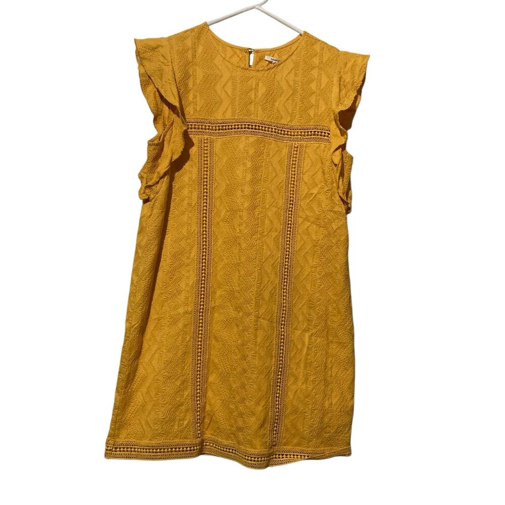 Tularosa Embroidered Tunic Mini Dress (Small) Yellow Boho Chic Festival
